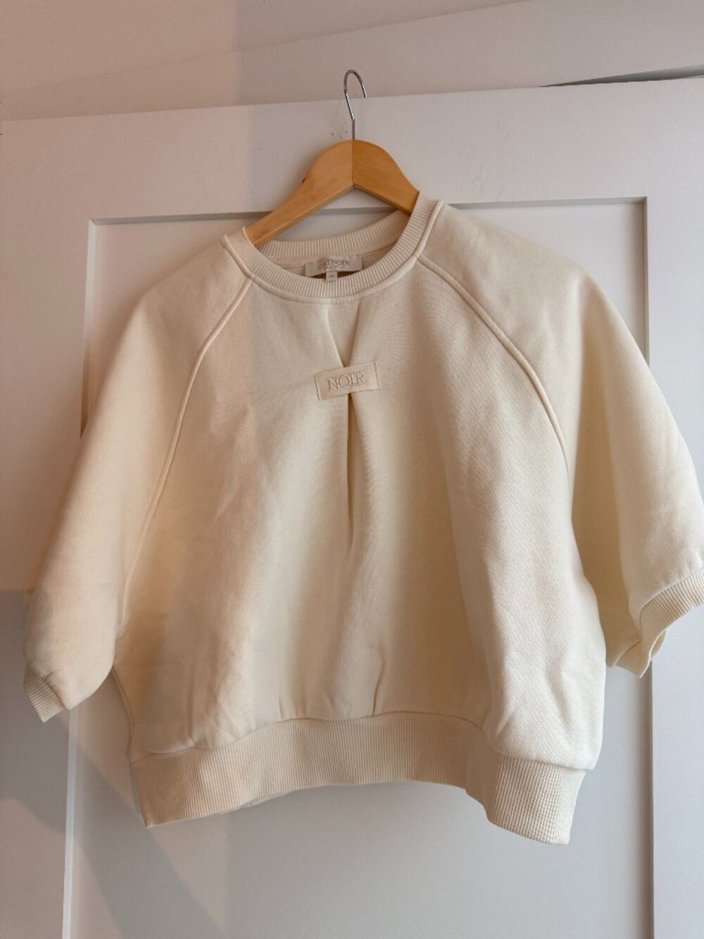 Cream Short Sleeve Sweatshirt Top